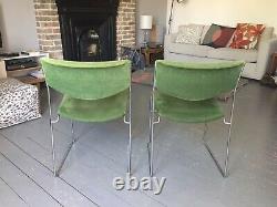 1970s mid century chrome upholstered dining chairs, set of 4