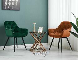 1/2X Dining Chairs Velvet Upholstered Seat Armchairs WithMetal Legs Home Kitchen