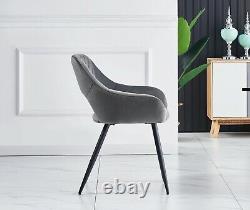 1/2X Dining Chairs Velvet Upholstered Seat Armchairs WithMetal Legs Home Kitchen