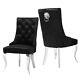 1/2x Grey Black Velvet Dining Chair Kitchen Dinning Room Metal Leg Padded Seat