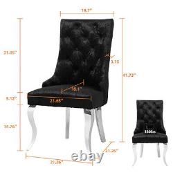 1/2X Grey Black Velvet Dining Chair Kitchen Dinning Room Metal Leg Padded Seat