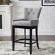 1/2x High Back Bar Stool Pub Chairs Upholstered Seat Kitchen Dining Bistro Grey