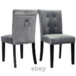 1/2/4PCS Velvet Dining Chairs with Knocker/Ring Back Dining Room Kitchen Chairs