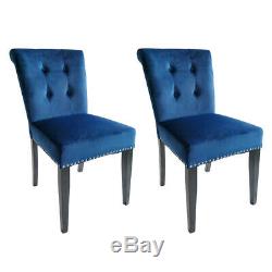 1/2/4/6 Dining Chairs High Back Velvet Upholstered Wooden Legs Home with Knocker