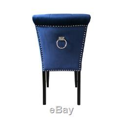 1/2/4/6 Dining Chairs High Back Velvet Upholstered Wooden Legs Home with Knocker