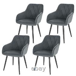 1/2/4/6x Armchair Velvet Upholstered Dining Chair with Backrest Metal Legs Home