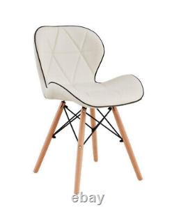 1/2/4 Dining Chairs Eiffel Home Modern Faux Leather Jamie Padded Solid Wood Legs