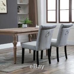 1/2/4 x Velvet Fabric Upholstered Dining Chairs Set Kitchen Dining Room Chair UK