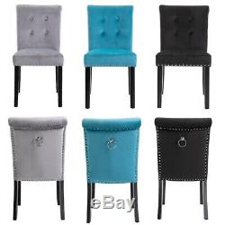 1/2/4 x Velvet Fabric Upholstered Dining Chairs Set Kitchen Dining Room Chair UK