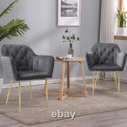 1/2/4pcs Upholstered Dining Chair Tuft Back Kitchen Living Room Seat Metal Leg