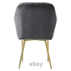 1/2/4pcs Upholstered Dining Chair Tuft Back Kitchen Living Room Seat Metal Leg