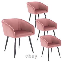 1/2/4x Dining Chair Velvet Upholstered Armchair Metal Legs Kitchen Restaurant