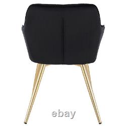 1/2/4x Dining Chair Velvet Upholstered Kitchen Armchair Metal Legs Living Room