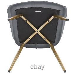 1/2/4x Dining Chair Velvet Upholstered Kitchen Armchair Metal Legs Living Room