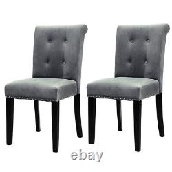 1/2/4x Upholstered Velvet Dining Chairs Studded Button Back Knocker Kitchen Seat