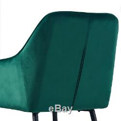 1/2/4x Velvet Armchair Dining Chairs Upholstered Soft Seat Metal Legs Kitchen UK