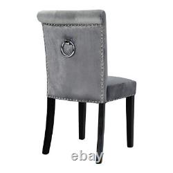 1/2 Luxury Vintage Curved Wing Back Velvet Upholstered Dining Chairs Button Back