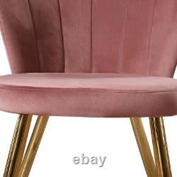 1/2 Pcs Velvet Dining Chairs Fabric Oyster Metal Legs Living Room Chairs Kitchen
