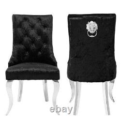 1/2 Tufted Velvet Dining Side Chair Wingback w 4 Metal Elegent Legs&Lion Knocker