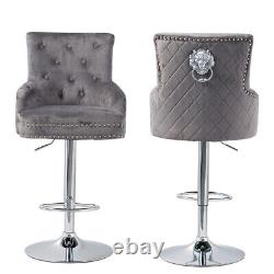 1/2x Button Back Dining Chairs Swivel Bar Stools Velvet Upholstered Lion Knocker
