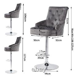1/2x Button Back Dining Chairs Swivel Bar Stools Velvet Upholstered Lion Knocker