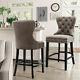 1/2x Upholstered Bar Stool Button Chrome Ring Knocker Quilted Back Chair Kitchen