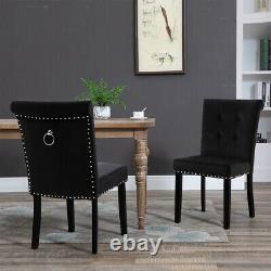 1/2x Velvet Dining Chair with Knocker/Ring Back Kitchen Chairs Upholstered Seat