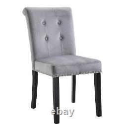 1/2x Velvet Dining Chair with Knocker/Ring Back Kitchen Chairs Upholstered Seat