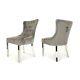 1,4 Or 6 Ellis Dark Grey Velvet Dining Chair Metal Legs Rectangle Knocker
