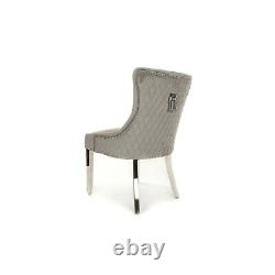 1,4 Or 6 Ellis Dark Grey Velvet Dining Chair Metal Legs Rectangle Knocker