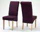 1 Pair Upholstered Purple Fabric Dining Chairs Kitchen Set Of 2 Wooden Legs