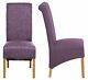 1 Pair Upholstered Purple Fabric Dining Chairs Kitchen Set Of 2 Wooden Legs