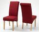 1 Pair Upholstered Red Fabric Dining Chairs Kitchen Set Of 2 Wooden Legs