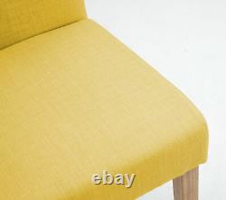 1 Pair Upholstered Yellow Fabric Dining Chairs Set of 2 WOODEN LEGS