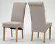1 Pair Of Upholstered Beige Fabric Dining Chair Kitchen Set Of 2 Wooden Legs