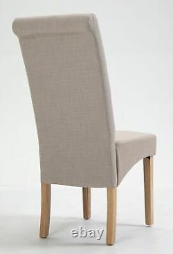 1 Pair of Upholstered BEIGE Fabric Dining Chair Kitchen Set of 2 WOODEN LEGS