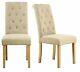 1 Pair Of Upholstered Cream Fabric Dining Chair Kitchen Set Of 2 Wooden Legs