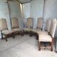 20thc Upholstered High Back Tapestry Sprung Padded 6 Dining Chairs Beech Legs
