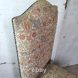 20thC Upholstered High Back Tapestry Sprung Padded 6 Dining Chairs Beech Legs