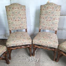 20thC Upholstered High Back Tapestry Sprung Padded 6 Dining Chairs Beech Legs