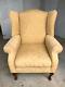 20th Centuryyellow Wing Back Upholstered Armchair Cabriole Legs