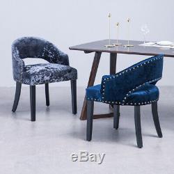 2PCS Crushed Velvet Accent Stylish Cutout Back Upholstered Dining Chairs WoodLeg