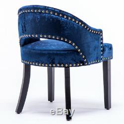 2PCS Crushed Velvet Accent Stylish Cutout Back Upholstered Dining Chairs WoodLeg