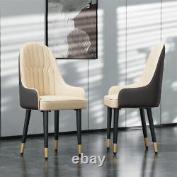 2PCS Dining Chair Upholstered Accent Chair Kitchen Formal Elegant Leather Seat