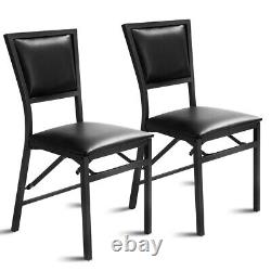 2PCS Folding Chair PU Upholstered Counter Chair Modern Kitchen Chair Steel Frame