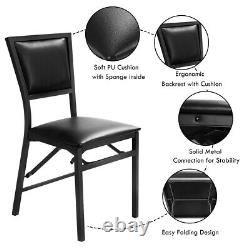 2PCS Folding Chair PU Upholstered Counter Chair Modern Kitchen Chair Steel Frame