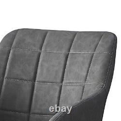 2PCS GREY Upholstered Faux Leather Dining Chairs Accent Chair Lounge Office PU