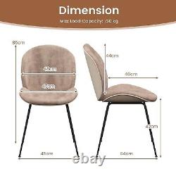 2PCS Modern Dining Chairs Velvet Kitchen Chairs Upholstered Leisure Chairs