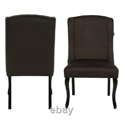 2PCS Modern Kitchen Dining Room Chairs High Wing Back/Button Tufted Padded Seat