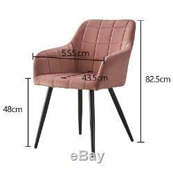 2PCS Pink Occasional Dining Chairs Velvet Armchairs Upholstered Lounge Office